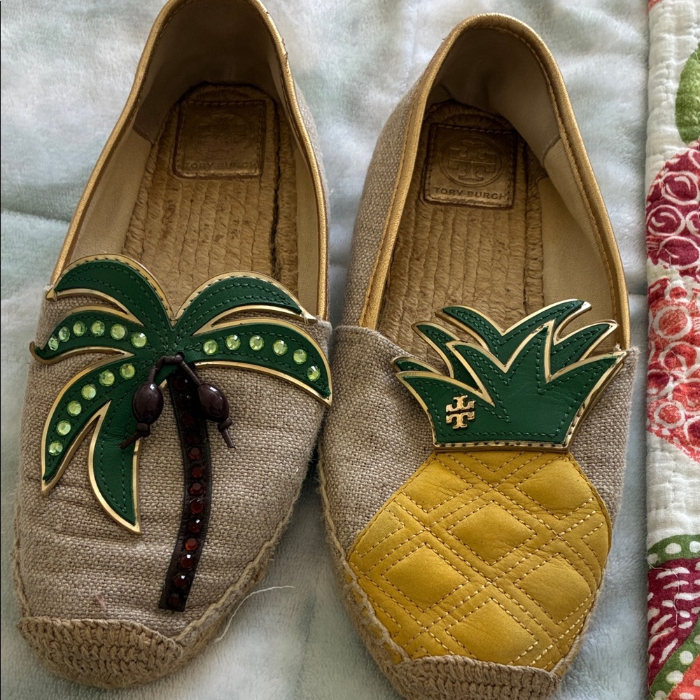 Tory Burch Espadrilles with Pineapple and Palm Design